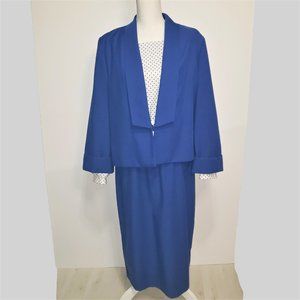 Vintage 80s Union Label 2 piece women's Dress Suit set by KATHY J dark blue